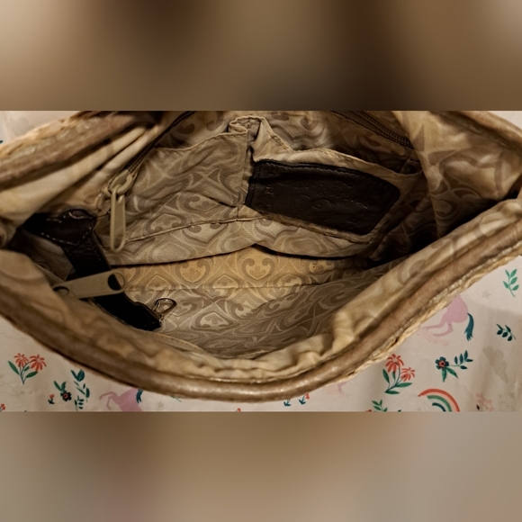 Vintage 90s Brighton Tan Jute Neutral Boho Casual Handbag Satchel Purse Bag - Picture 8 of 16